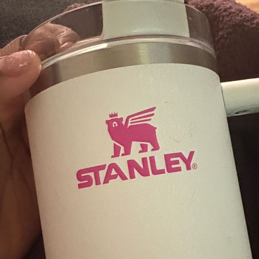 Stanley White Tumbler with Pink Logo